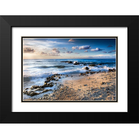 Island Waves Black Modern Wood Framed Art Print with Double Matting by Delimont, Danita