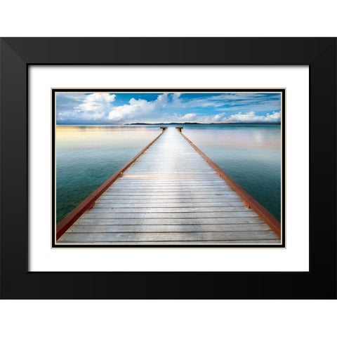 Long View Pier Black Modern Wood Framed Art Print with Double Matting by Delimont, Danita