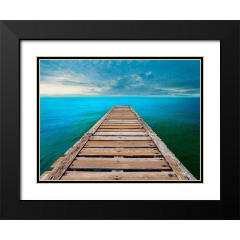 Ocean So Blue Black Modern Wood Framed Art Print with Double Matting by Calascibetta, Mike