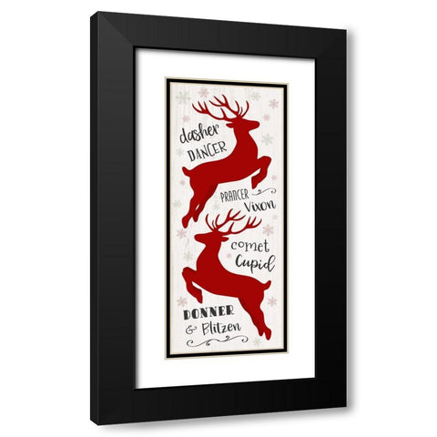 North Pole Reindeer Black Modern Wood Framed Art Print with Double Matting by Carpentieri, Natalie