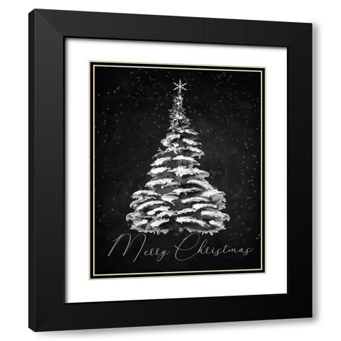 Merry Christmas Black Modern Wood Framed Art Print with Double Matting by Santiago, Daniela