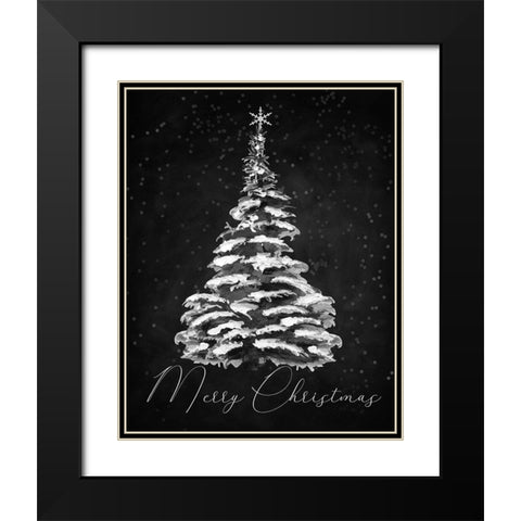 Merry Christmas Black Modern Wood Framed Art Print with Double Matting by Santiago, Daniela