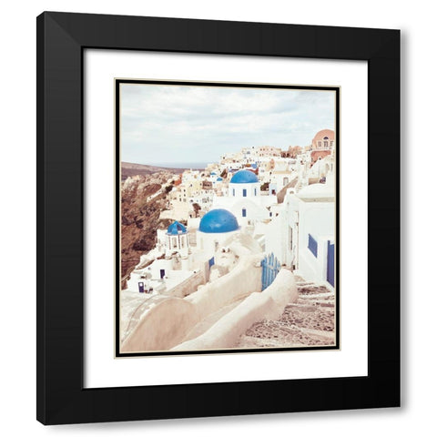 Santorini Black Modern Wood Framed Art Print with Double Matting by Delimont, Danita