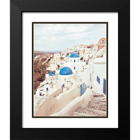 Santorini Black Modern Wood Framed Art Print with Double Matting by Delimont, Danita