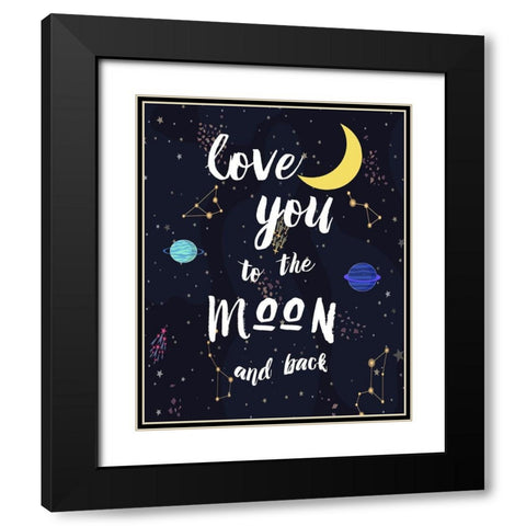 To The Moon Black Modern Wood Framed Art Print with Double Matting by Murray, Amanda