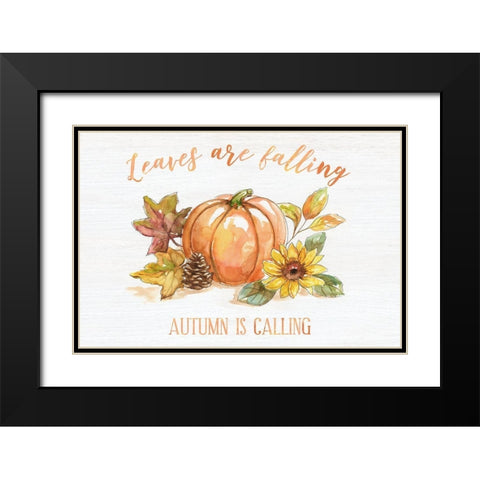 Autumn Blessings Black Modern Wood Framed Art Print with Double Matting by Nan