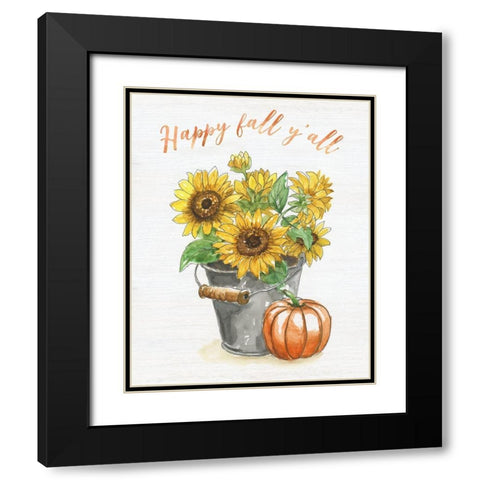 Sunflower Happiness Black Modern Wood Framed Art Print with Double Matting by Nan