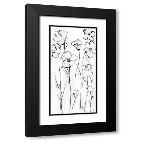 Sketchy Wildflowers I Black Modern Wood Framed Art Print with Double Matting by Jill, Susan