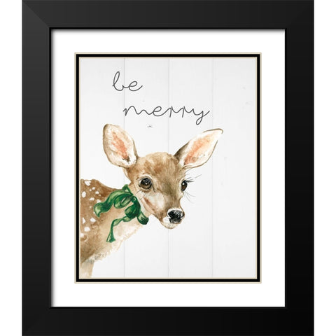 Be Merry Black Modern Wood Framed Art Print with Double Matting by Robinson, Carol