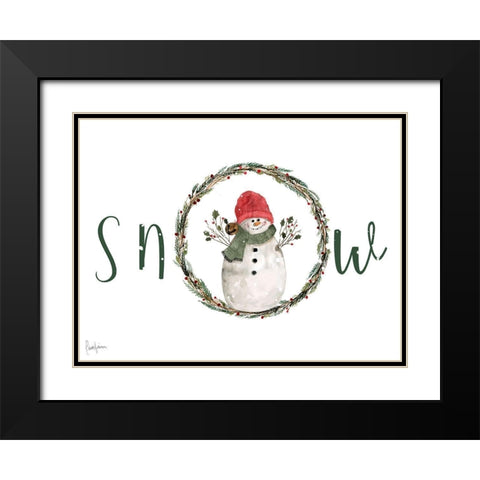 Farmhouse Christmas Snow Black Modern Wood Framed Art Print with Double Matting by Finn, Livi