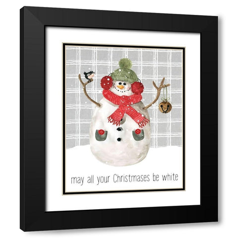 Farmhouse Christmas Snowman III Black Modern Wood Framed Art Print with Double Matting by Robinson, Carol