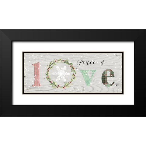 Farmhouse Christmas Love Sign Black Modern Wood Framed Art Print with Double Matting by Finn, Livi