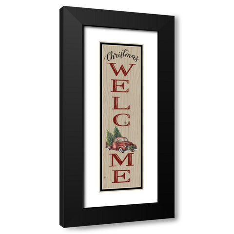 Christmas Welcome Black Modern Wood Framed Art Print with Double Matting by Robinson, Carol