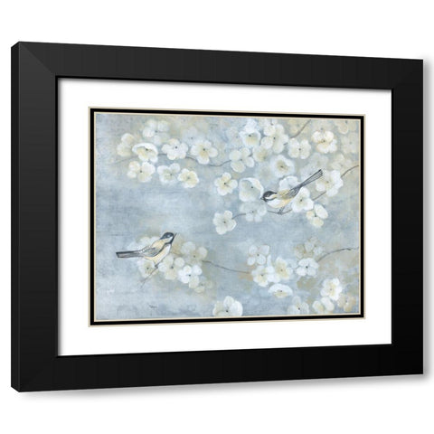 Springtime Chatter Black Modern Wood Framed Art Print with Double Matting by Tava Studios