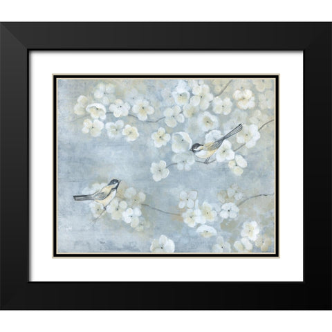 Springtime Chatter Black Modern Wood Framed Art Print with Double Matting by Tava Studios