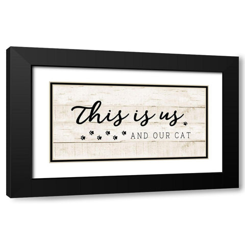 Us and Our Cat Black Modern Wood Framed Art Print with Double Matting by CAD Designs