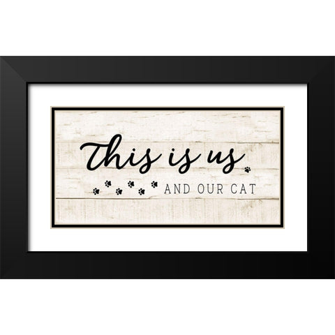 Us and Our Cat Black Modern Wood Framed Art Print with Double Matting by CAD Designs