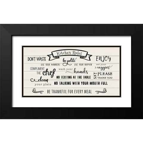 Rules of the Kitchen Black Modern Wood Framed Art Print with Double Matting by CAD Designs