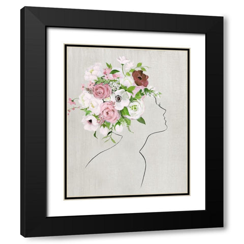 Floral Portrait I Black Modern Wood Framed Art Print with Double Matting by Tava Studios