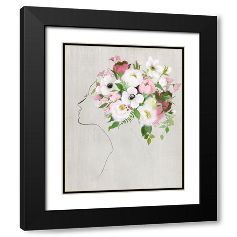 Floral Portrait II Black Modern Wood Framed Art Print with Double Matting by Tava Studios