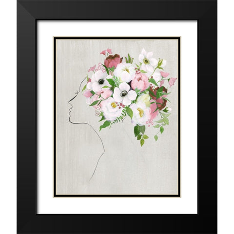 Floral Portrait II Black Modern Wood Framed Art Print with Double Matting by Tava Studios