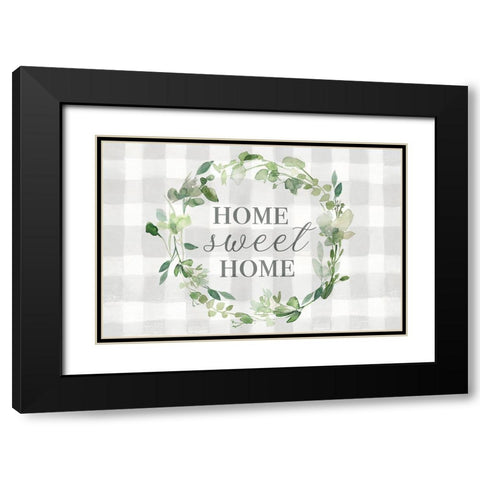 Home Checked Greenery Black Modern Wood Framed Art Print with Double Matting by Robinson, Carol