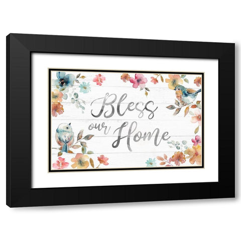 Bless Our Home Black Modern Wood Framed Art Print with Double Matting by Robinson, Carol