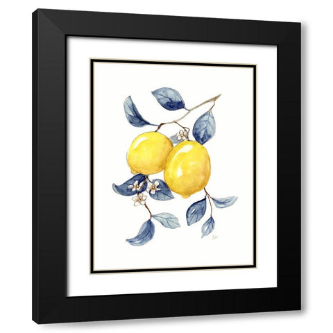 Odyssey Lemons I Black Modern Wood Framed Art Print with Double Matting by Nan
