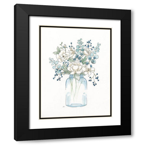 Sofly Whisper Bouquet I Black Modern Wood Framed Art Print with Double Matting by Nan