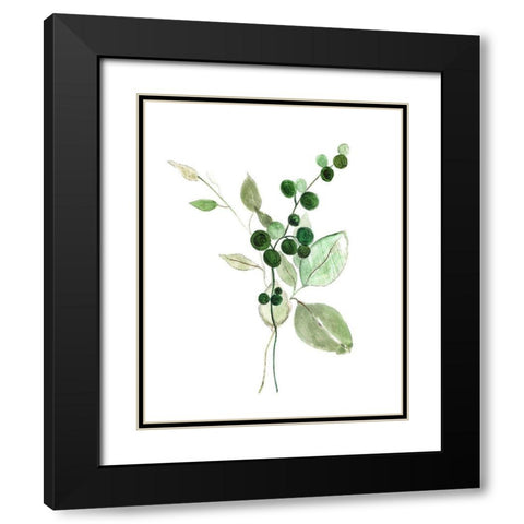 Sprigs in Green I Black Modern Wood Framed Art Print with Double Matting by Tava Studios