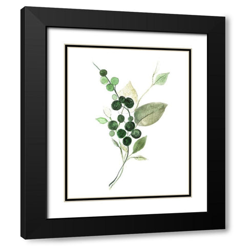 Sprigs in Green II Black Modern Wood Framed Art Print with Double Matting by Tava Studios