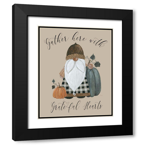 Harvest Gnomes Grateful Hearts Black Modern Wood Framed Art Print with Double Matting by Finn, Livi