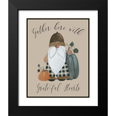 Harvest Gnomes Grateful Hearts Black Modern Wood Framed Art Print with Double Matting by Finn, Livi