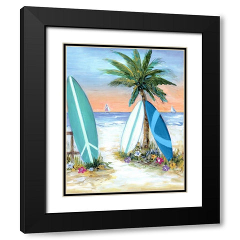 Sunset Surf Black Modern Wood Framed Art Print with Double Matting by Dunlap, Marilyn