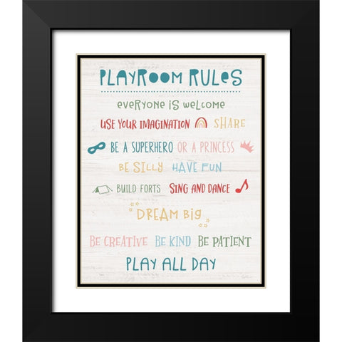 Playroom Rules Black Modern Wood Framed Art Print with Double Matting by Carpentieri, Natalie