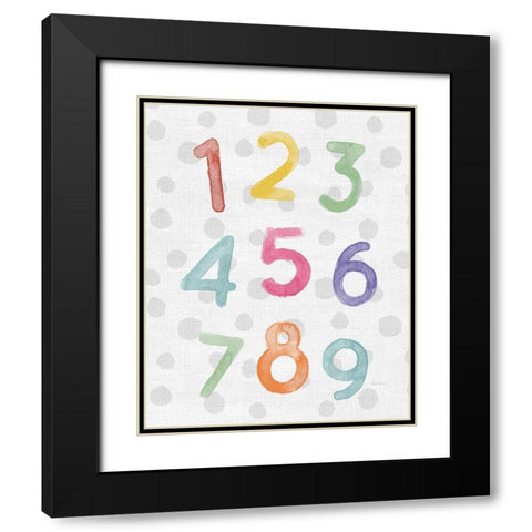 Watercolor Numbers Black Modern Wood Framed Art Print with Double Matting by Carpentieri, Natalie