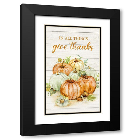 In All Things Give Thanks Black Modern Wood Framed Art Print with Double Matting by Nan
