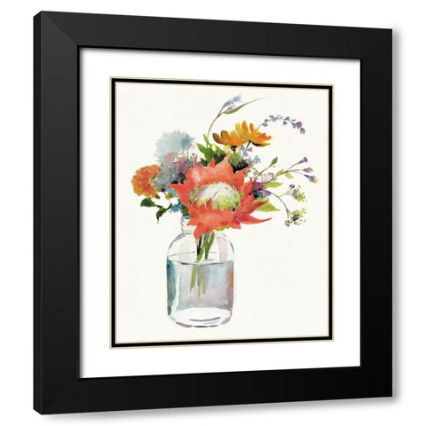 Protea Black Modern Wood Framed Art Print with Double Matting by Troise Heidel, Theresa
