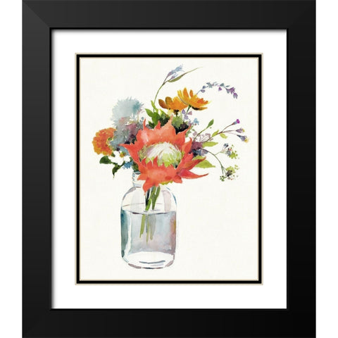 Protea Black Modern Wood Framed Art Print with Double Matting by Troise Heidel, Theresa