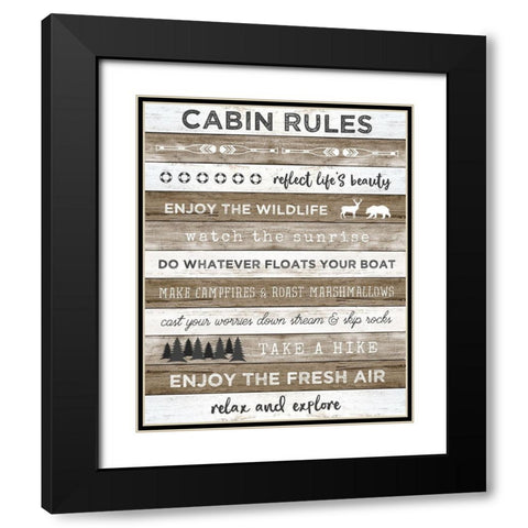 Cabin Rules Black Modern Wood Framed Art Print with Double Matting by Carpentieri, Natalie