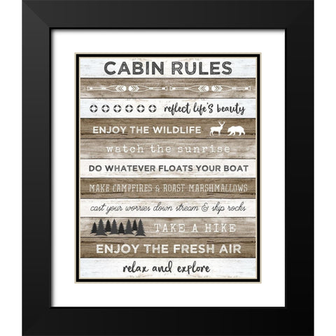 Cabin Rules Black Modern Wood Framed Art Print with Double Matting by Carpentieri, Natalie