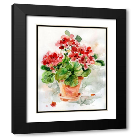 Summer Geranium I Black Modern Wood Framed Art Print with Double Matting by Robinson, Carol