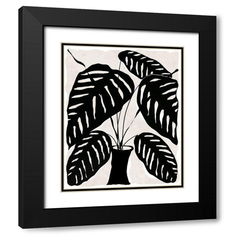Black and White Potted Plant I Black Modern Wood Framed Art Print with Double Matting by Santiago, Daniela
