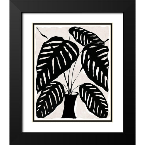 Black and White Potted Plant I Black Modern Wood Framed Art Print with Double Matting by Santiago, Daniela