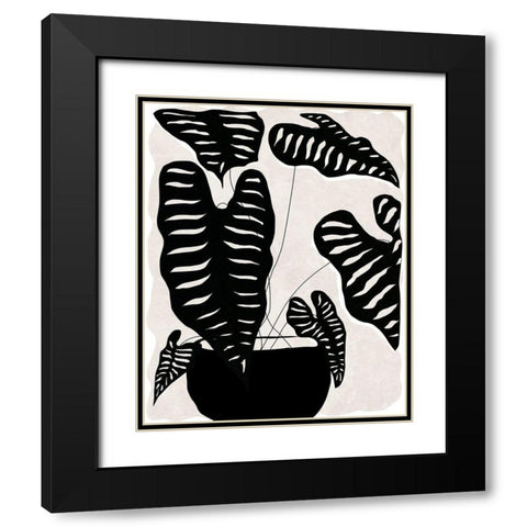 Black and White Potted Plant II Black Modern Wood Framed Art Print with Double Matting by Santiago, Daniela