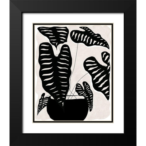 Black and White Potted Plant II Black Modern Wood Framed Art Print with Double Matting by Santiago, Daniela