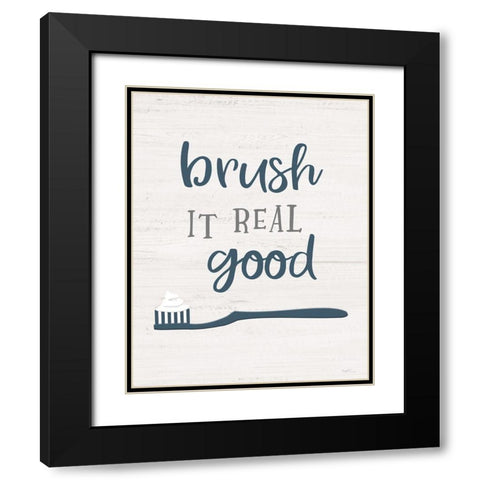 Brush it Black Modern Wood Framed Art Print with Double Matting by Carpentieri, Natalie