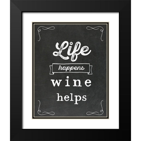 Wine Helps Black Modern Wood Framed Art Print with Double Matting by Murray, Amanda
