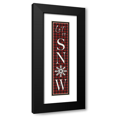 Gingham Snow Black Modern Wood Framed Art Print with Double Matting by CAD Designs