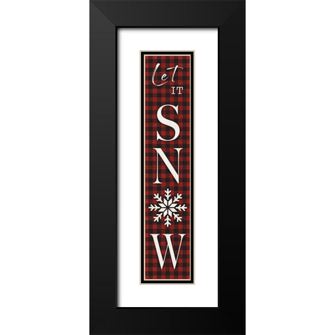 Gingham Snow Black Modern Wood Framed Art Print with Double Matting by CAD Designs